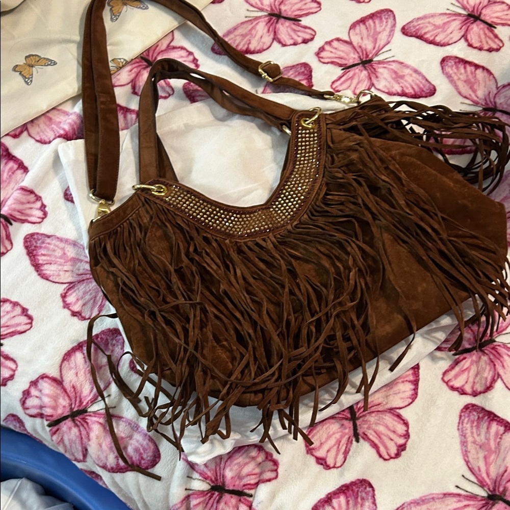 Joan Boyce Brown Fringe Shoulder Bag - Picture 2 of 7